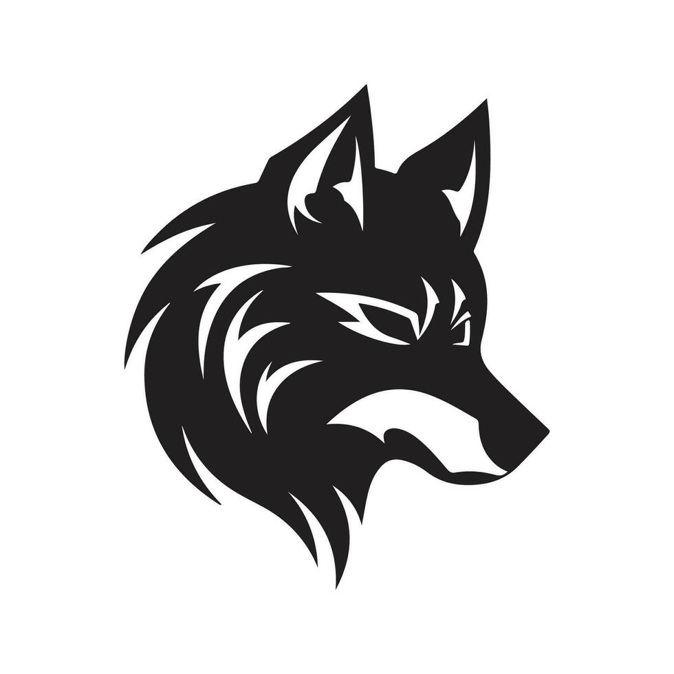 Wolf einfach, Jahrgang Logo Linie Kunst Konzept schwarz und Weiß Farbe, Hand gezeichnet Illustration vektor