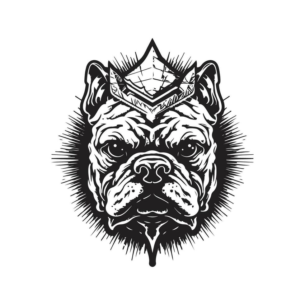 bulldogg monster, årgång logotyp linje konst begrepp svart och vit Färg, hand dragen illustration vektor