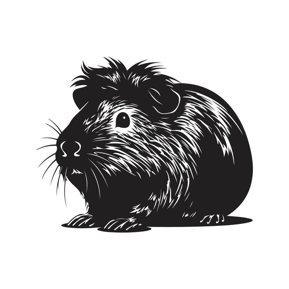 Guinea Schwein, Jahrgang Logo Linie Kunst Konzept schwarz und Weiß Farbe, Hand gezeichnet Illustration vektor