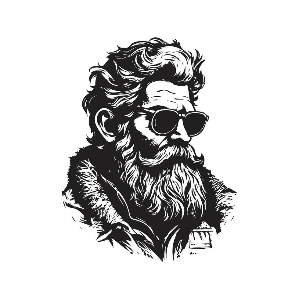 wild Mann, Jahrgang Logo Linie Kunst Konzept schwarz und Weiß Farbe, Hand gezeichnet Illustration vektor