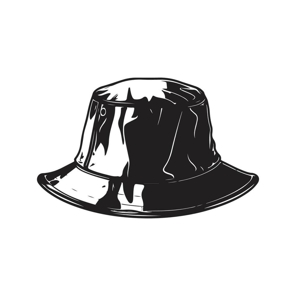 hink hatt, årgång logotyp linje konst begrepp svart och vit Färg, hand dragen illustration vektor