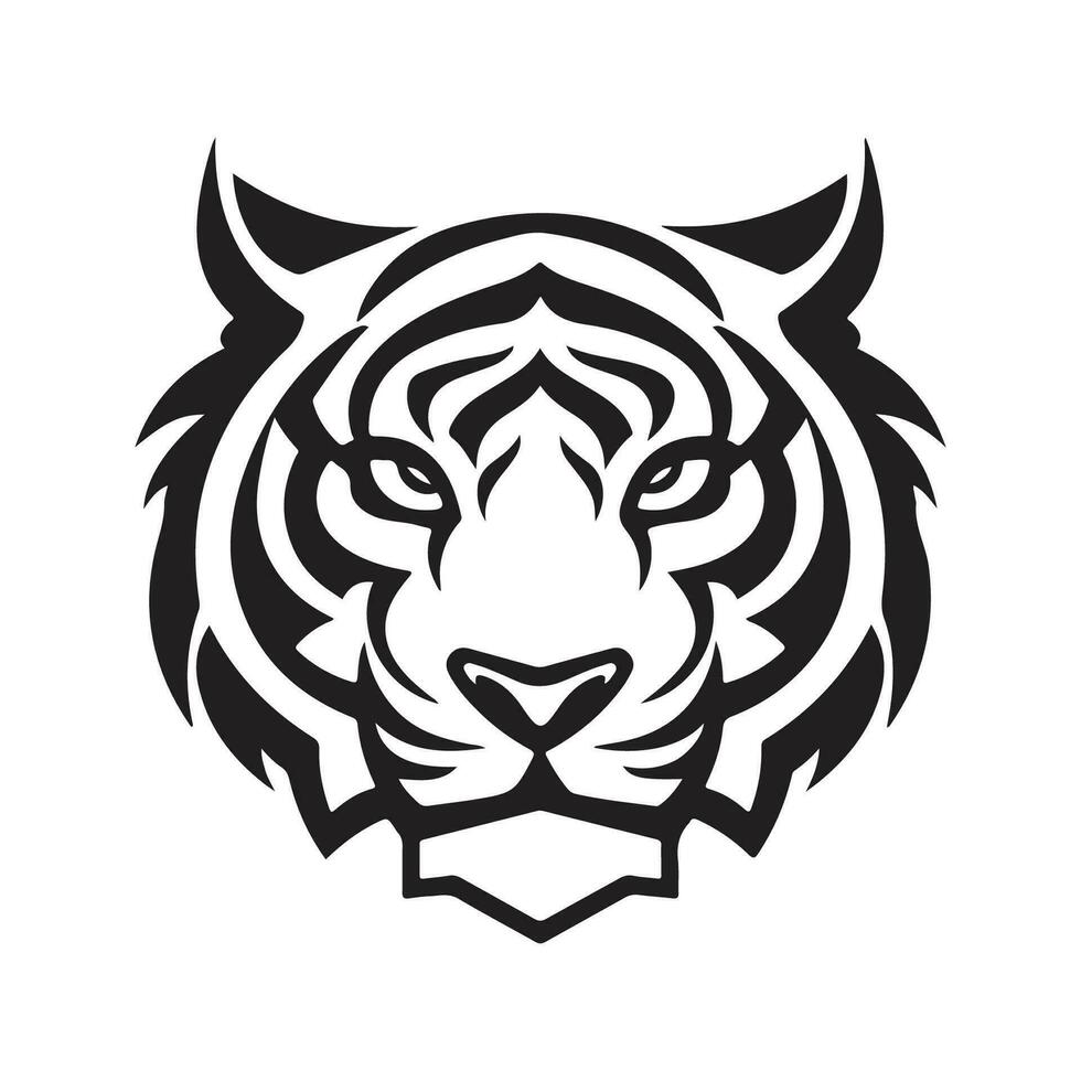 enkel tiger, årgång logotyp linje konst begrepp svart och vit Färg, hand dragen illustration vektor