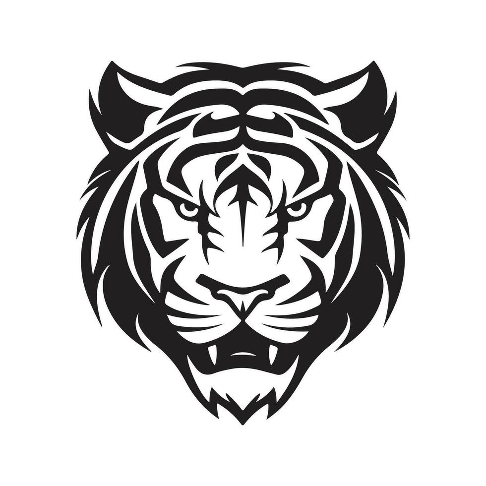 enkel tiger, årgång logotyp linje konst begrepp svart och vit Färg, hand dragen illustration vektor