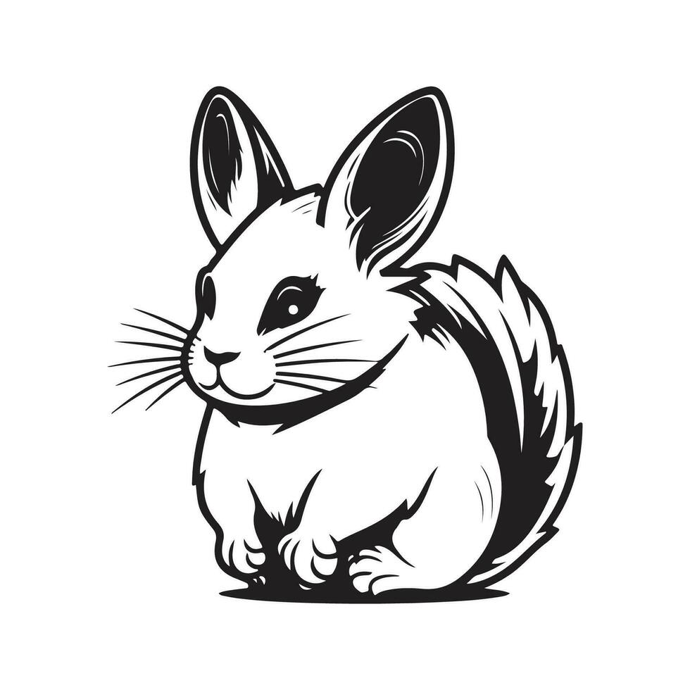 chinchilla maskot, årgång logotyp linje konst begrepp svart och vit Färg, hand dragen illustration vektor