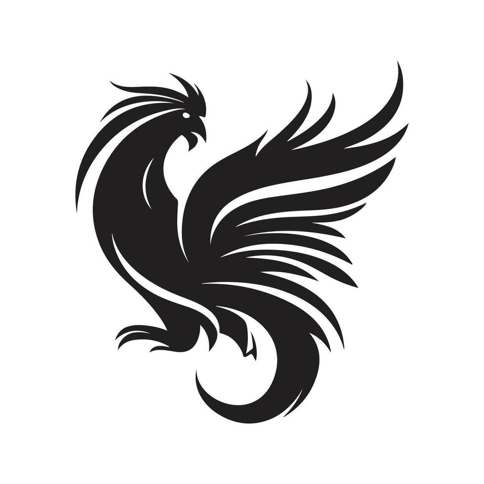 einfach Phönix, Jahrgang Logo Linie Kunst Konzept schwarz und Weiß Farbe, Hand gezeichnet Illustration vektor