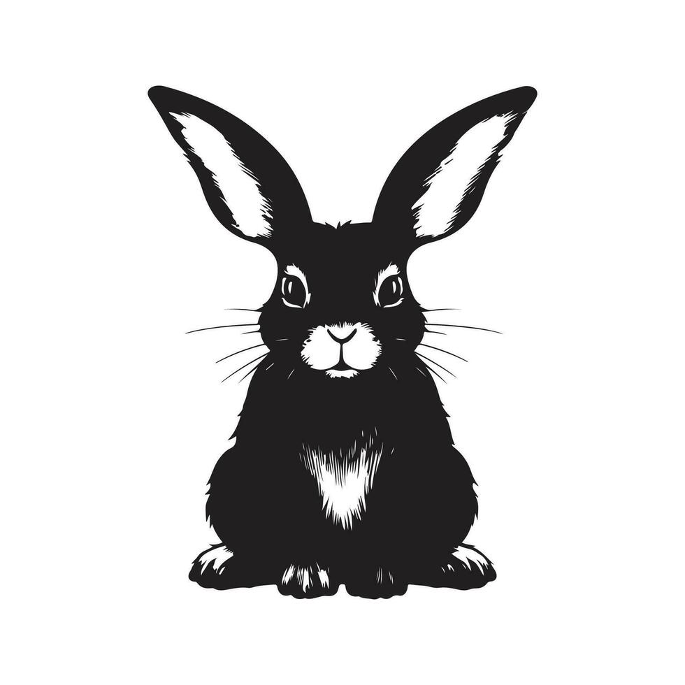 süß Hase, Jahrgang Logo Linie Kunst Konzept schwarz und Weiß Farbe, Hand gezeichnet Illustration vektor