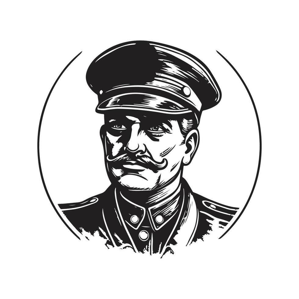 Polizist, Jahrgang Logo Linie Kunst Konzept schwarz und Weiß Farbe, Hand gezeichnet Illustration vektor