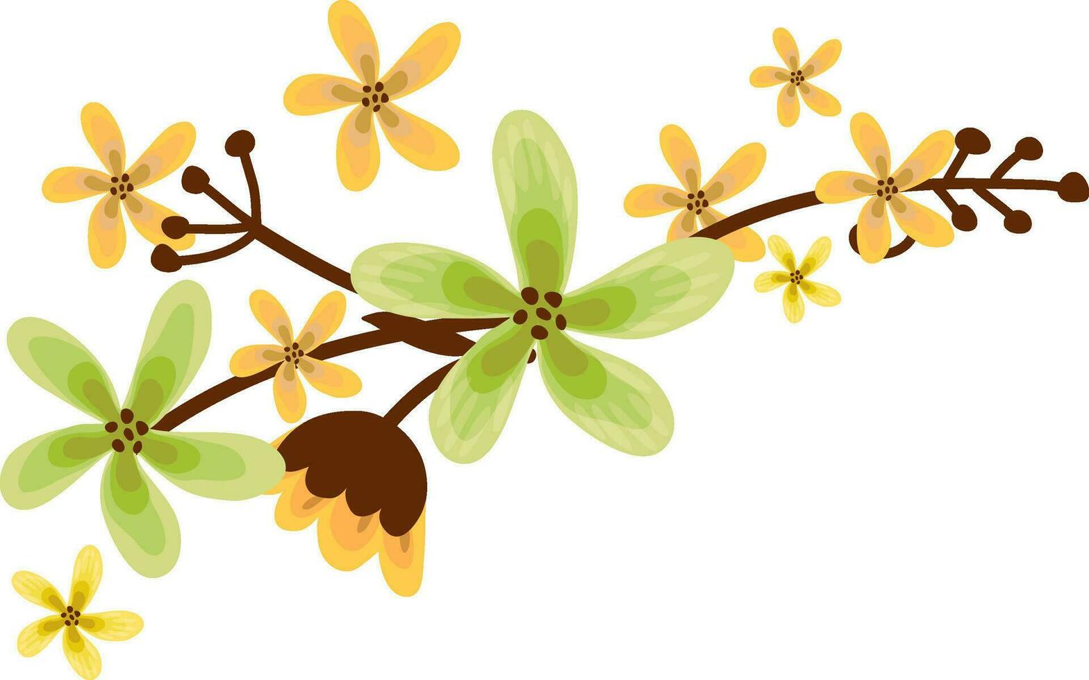 illustration av grön och gul blommor. vektor