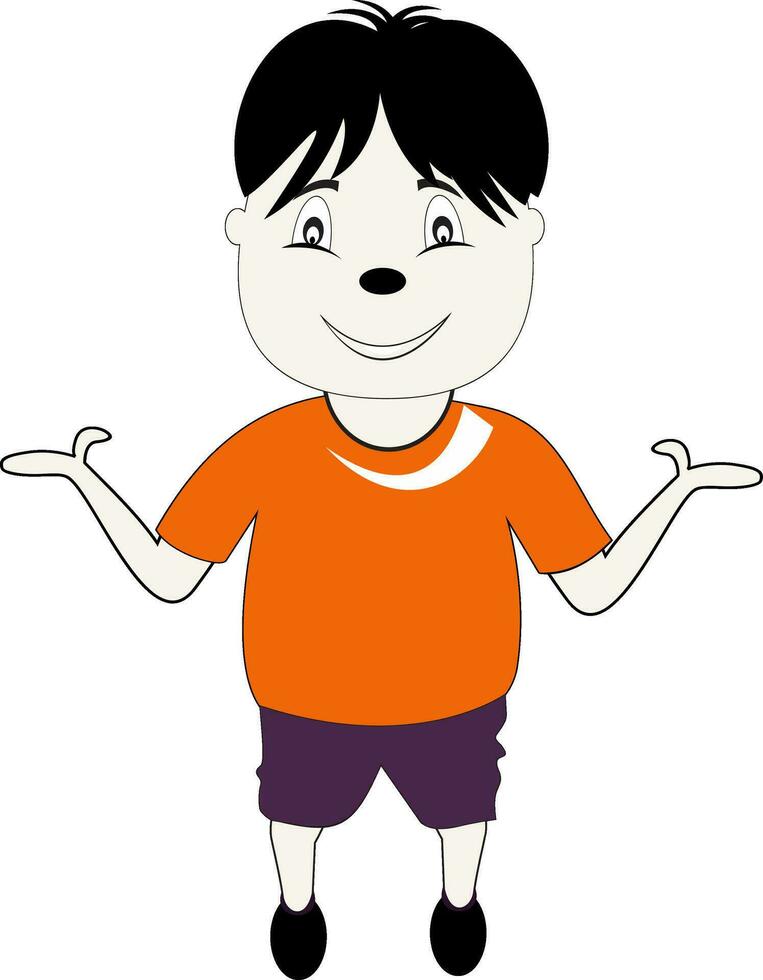 Karikatur Charakter von ein Junge. Schleifen im stilvoll Pose. vektor