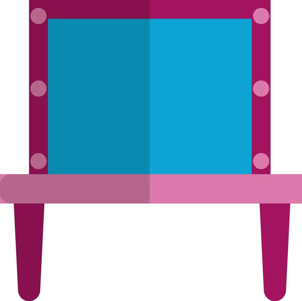 blå dekorerad spegel på rosa tabell. vektor