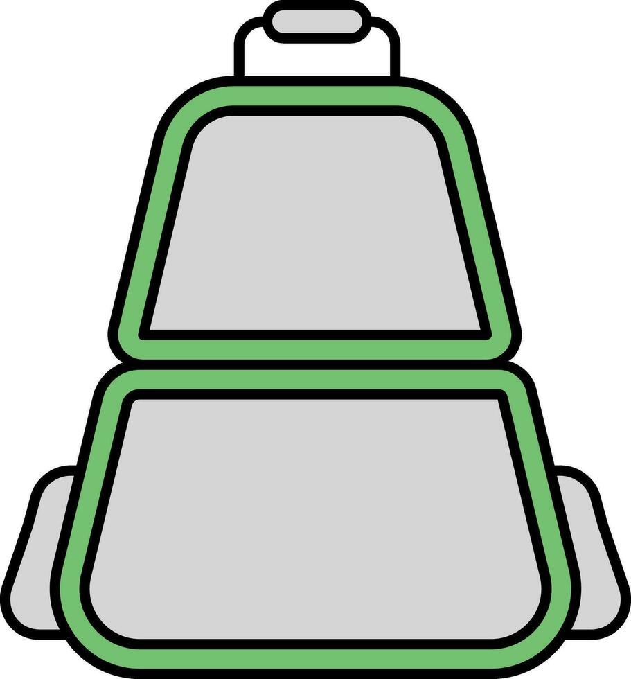 ryggsäck ikon i grön och grå Färg. vektor