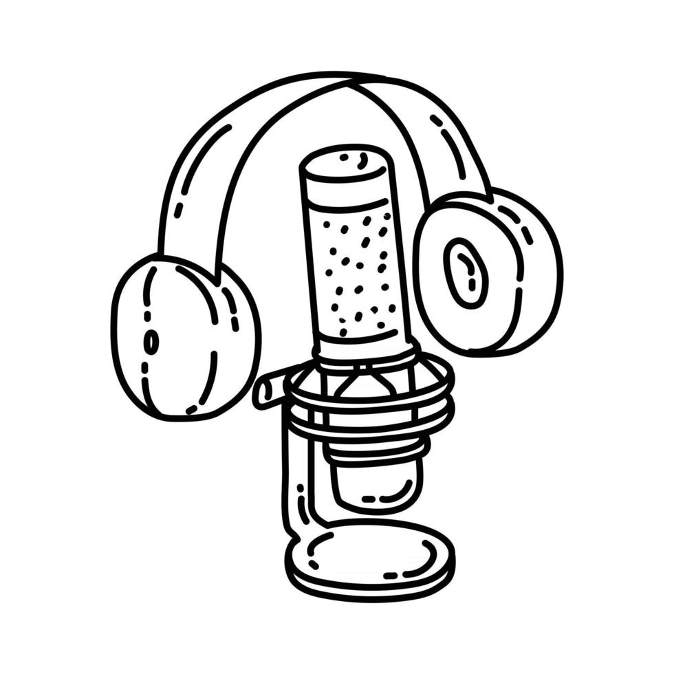 podcast-ikonen. doodle handritad eller dispositionsikon stil vektor