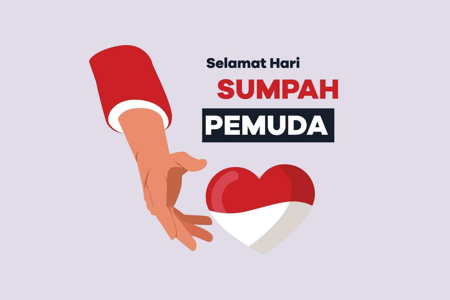 Selamat Hari sumpa Pemuda. Übersetzung glücklich indonesisch Jugend versprechen. farbig eben Vektor Illustration isoliert.