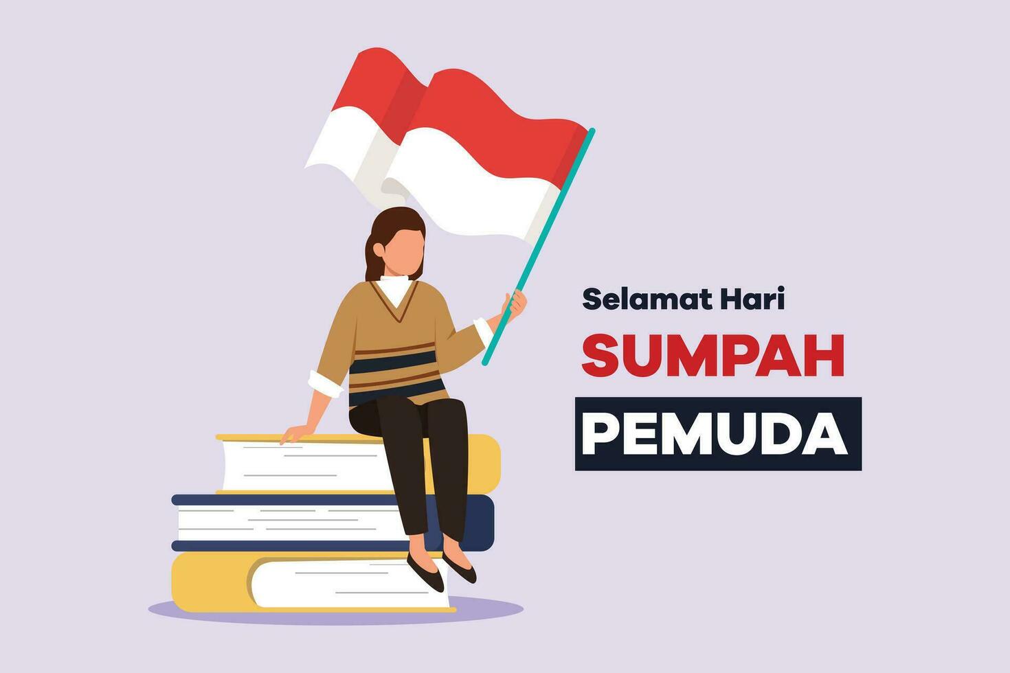 Selamat Hari sumpa Pemuda. Übersetzung glücklich indonesisch Jugend versprechen. farbig eben Vektor Illustration isoliert.