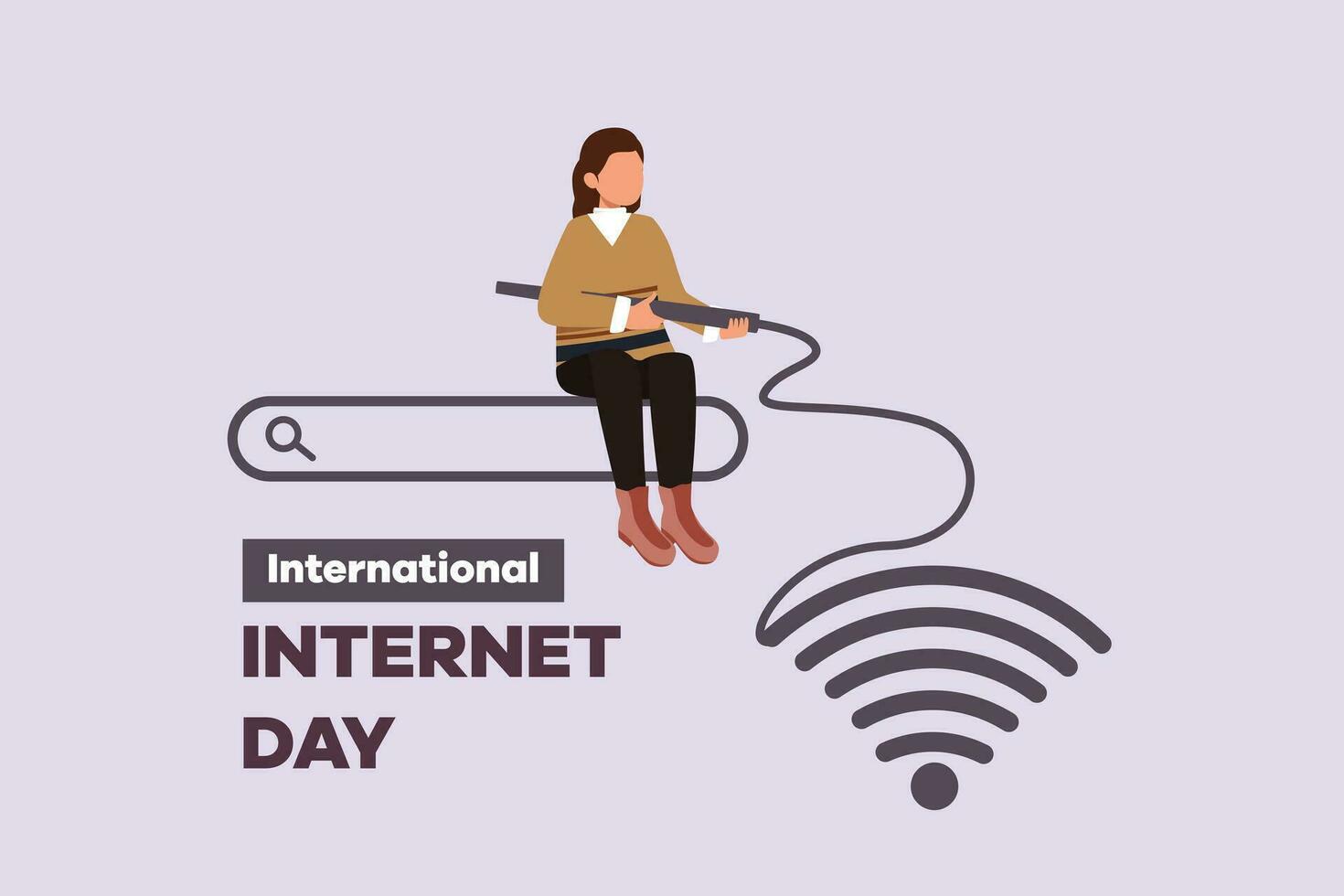 internationell internet dag. mall design med hand teckning stil. färgad platt vektor illustration isolerat.