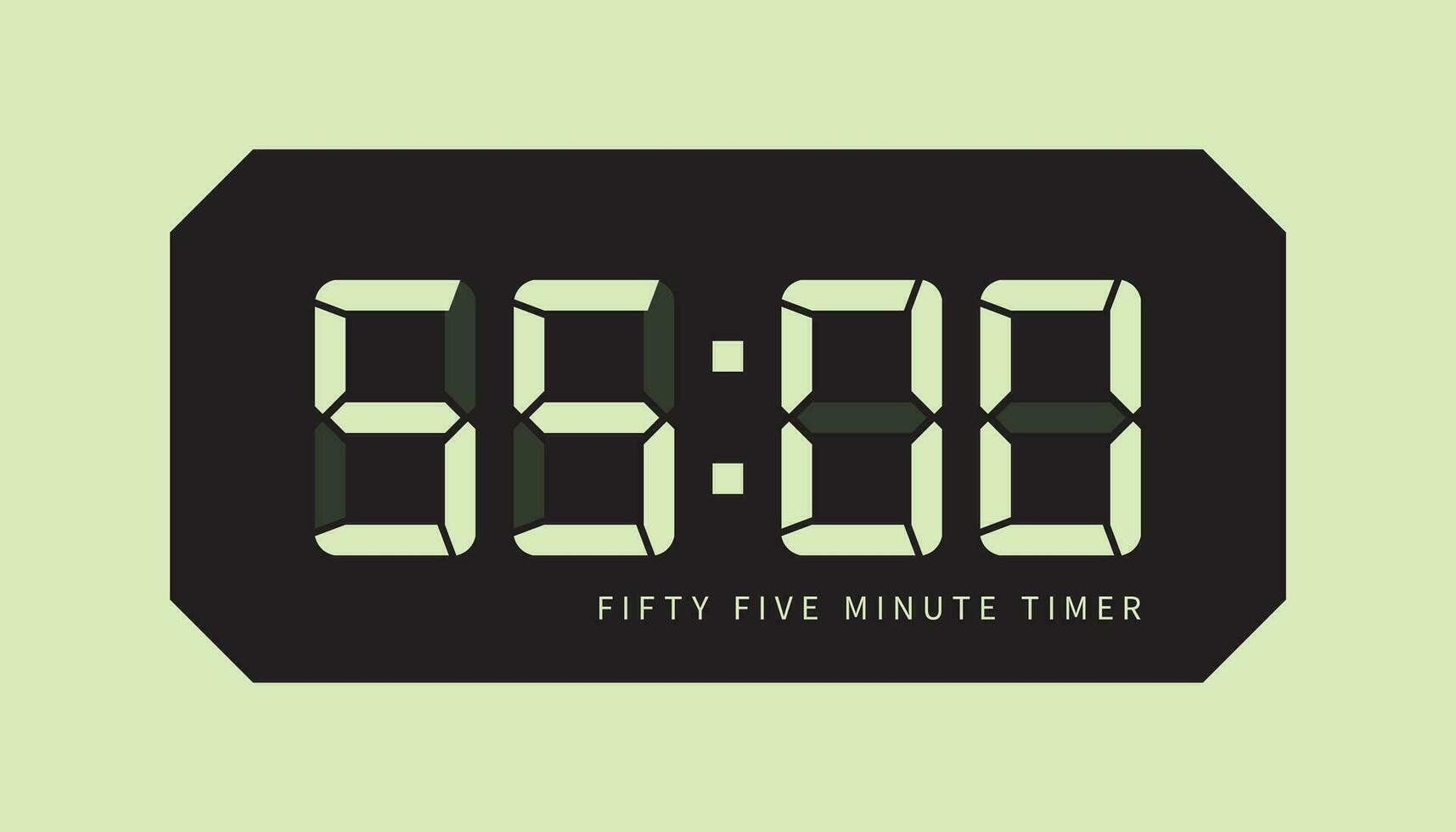 55 Minute Timer Symbol, Digital Uhr. retro LED Design. isoliert Vektor