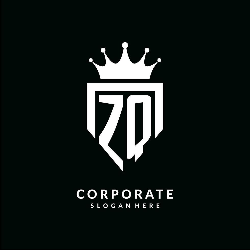 brev zq logotyp monogram emblem stil med krona form design mall vektor