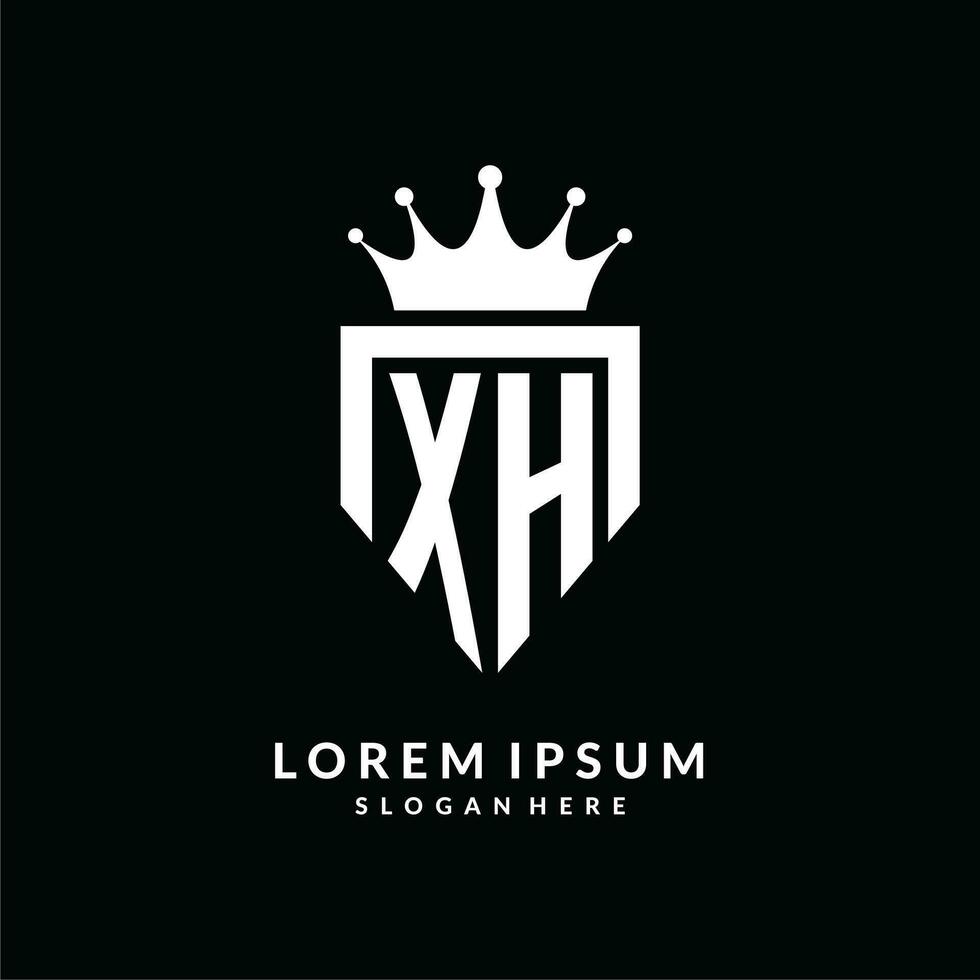 brev xh logotyp monogram emblem stil med krona form design mall vektor