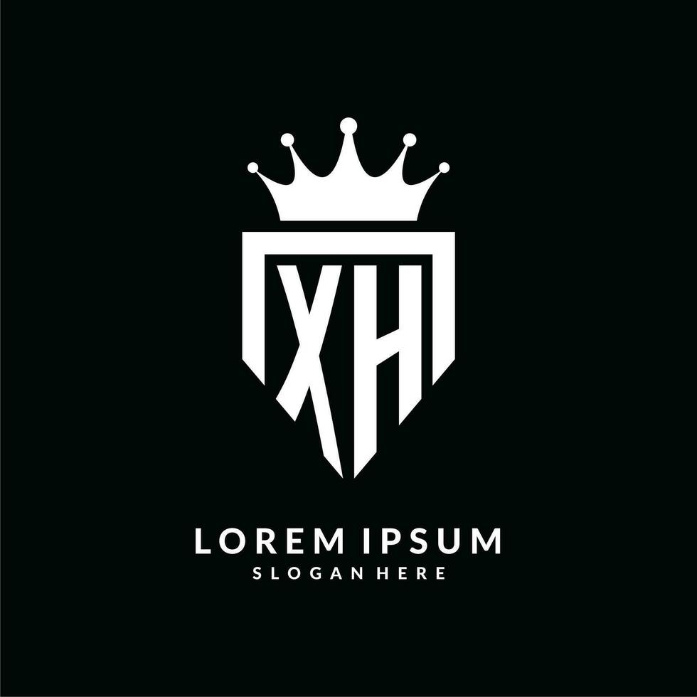 Brief xh Logo Monogramm Emblem Stil mit Krone gestalten Design Vorlage vektor