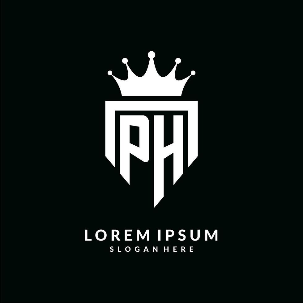 brev ph logotyp monogram emblem stil med krona form design mall vektor