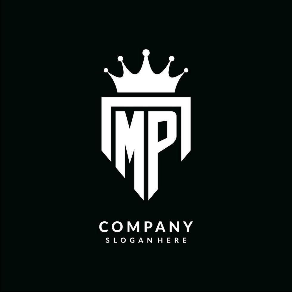 Brief mp Logo Monogramm Emblem Stil mit Krone gestalten Design Vorlage vektor