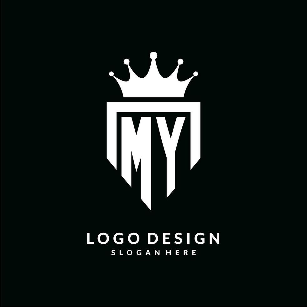 brev min logotyp monogram emblem stil med krona form design mall vektor