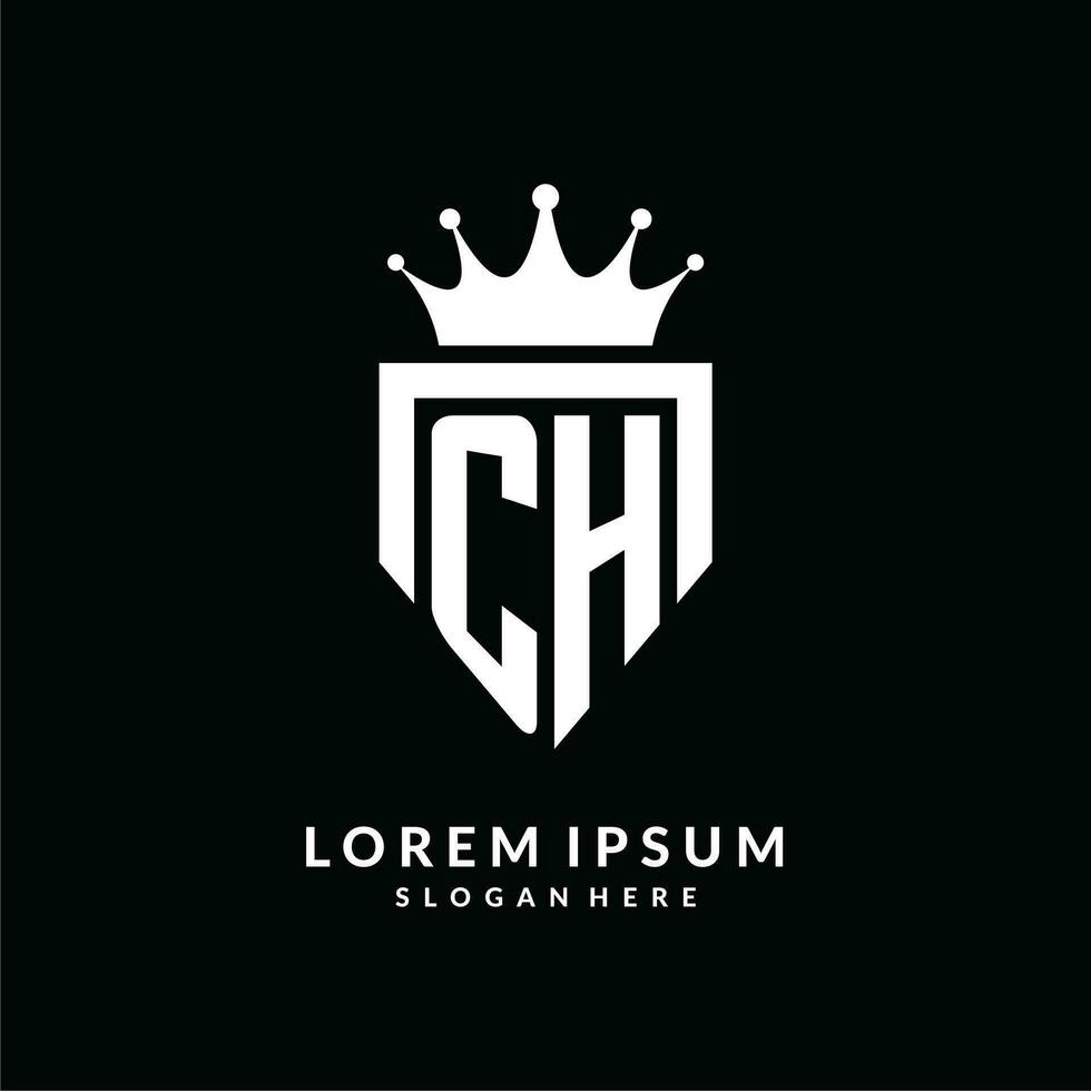 brev ch logotyp monogram emblem stil med krona form design mall vektor