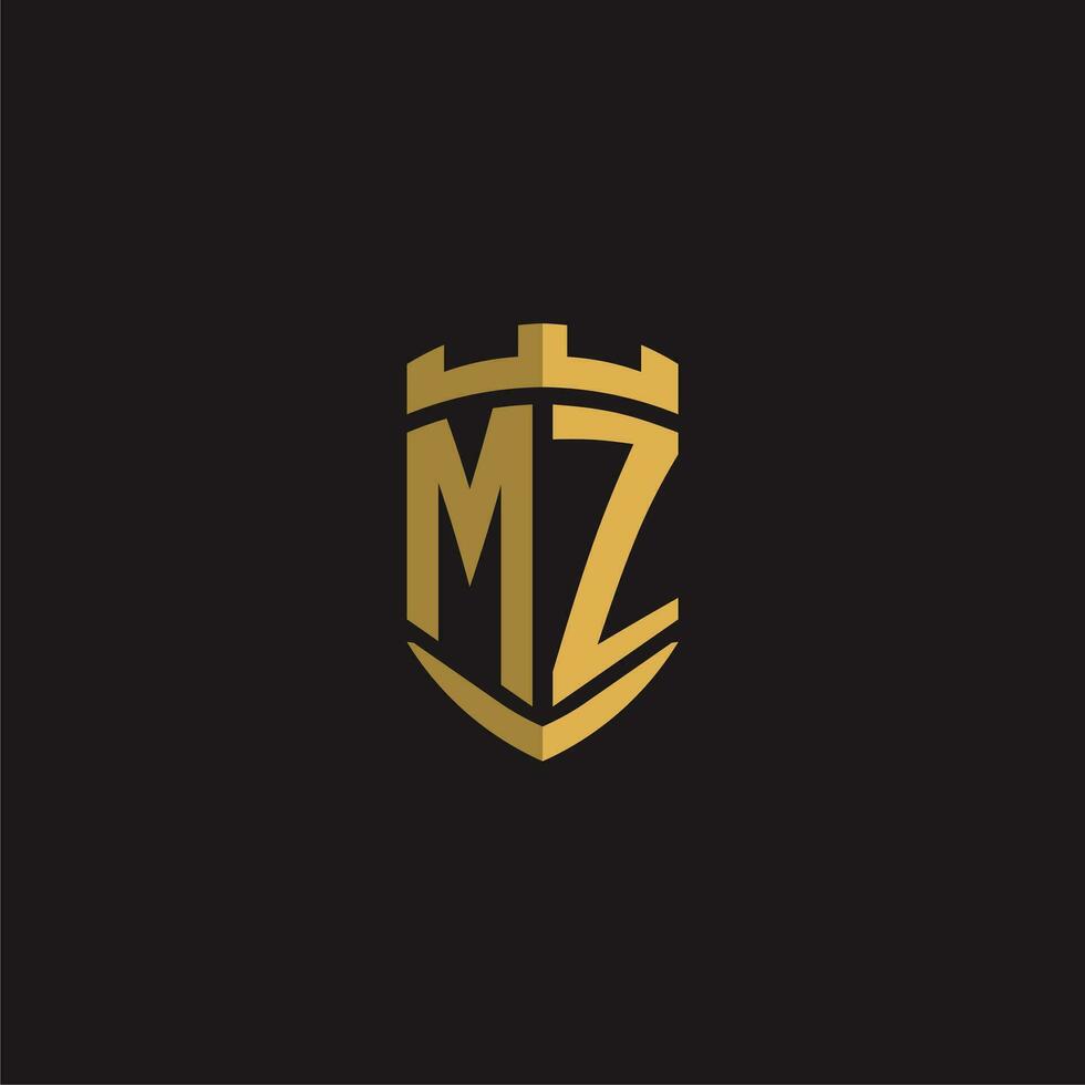 Initialen mz Logo Monogramm mit Schild Stil Design vektor