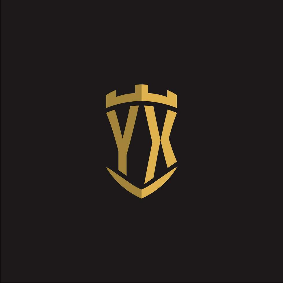 initialer yx logotyp monogram med skydda stil design vektor