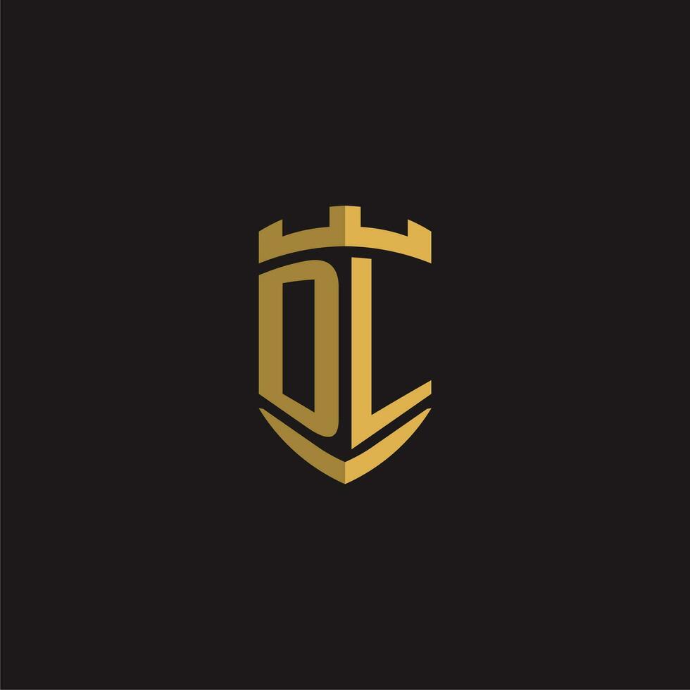 initialer dl logotyp monogram med skydda stil design vektor