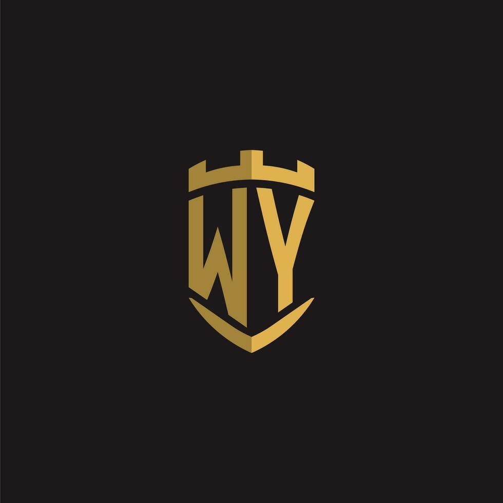 initialer wy logotyp monogram med skydda stil design vektor