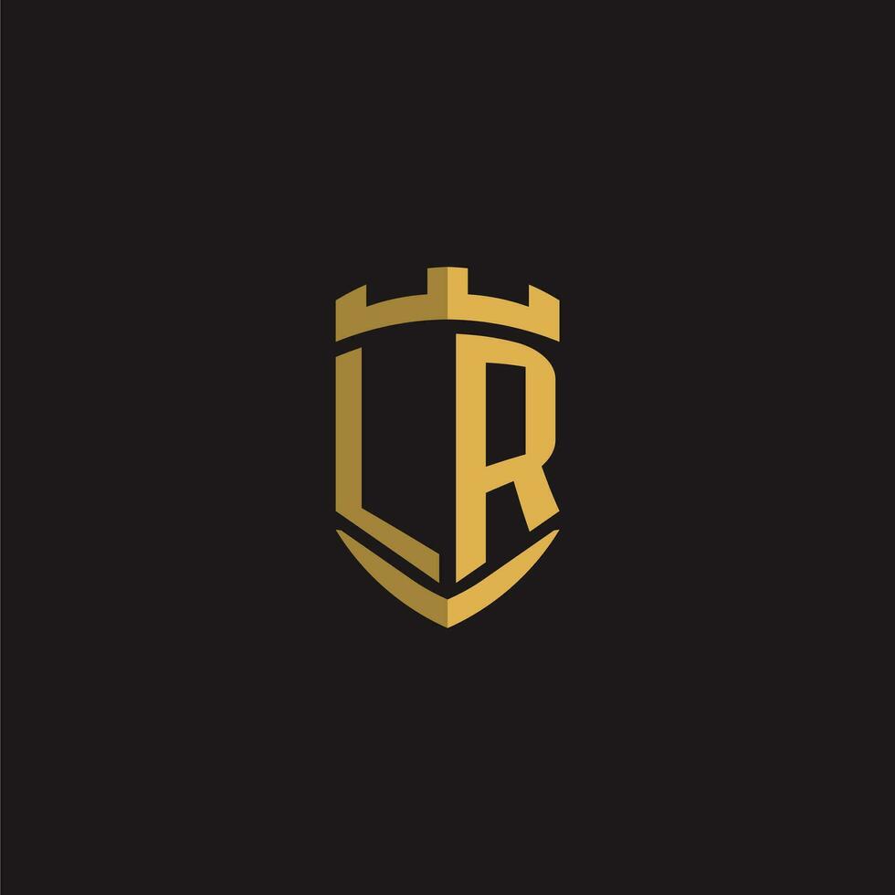 initialer lr logotyp monogram med skydda stil design vektor