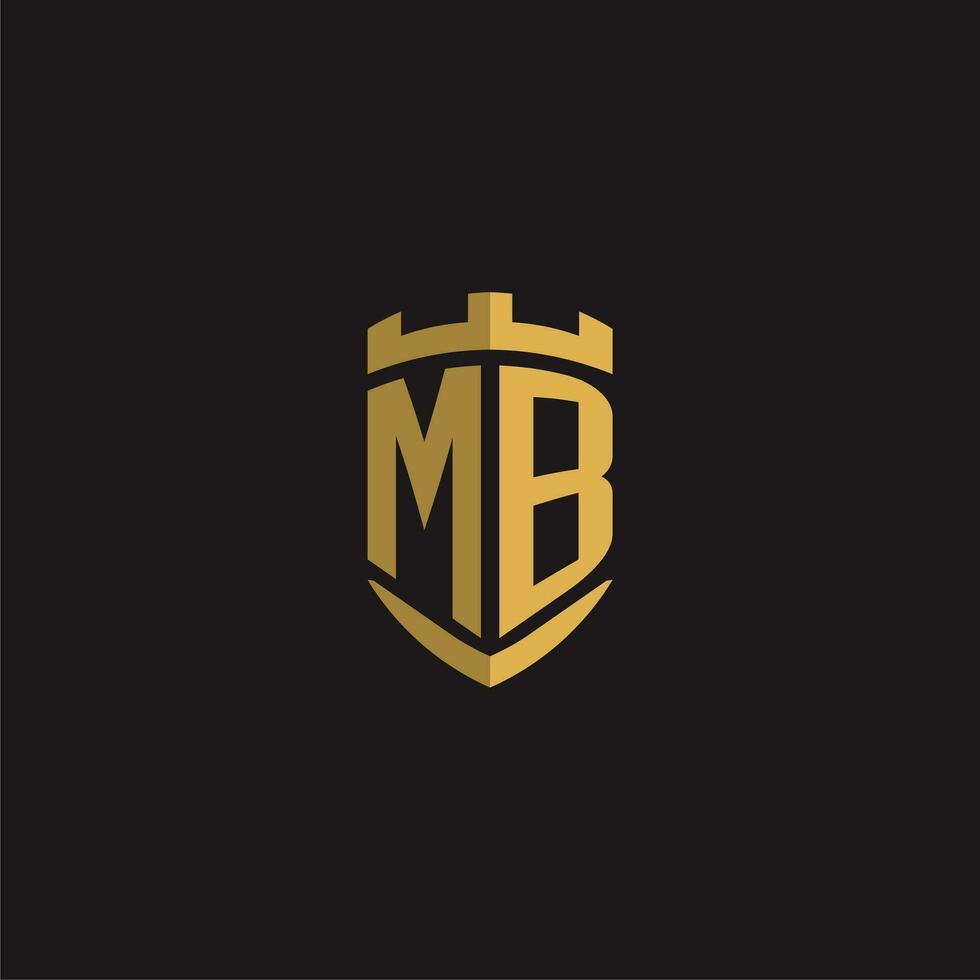 initialer mb logotyp monogram med skydda stil design vektor