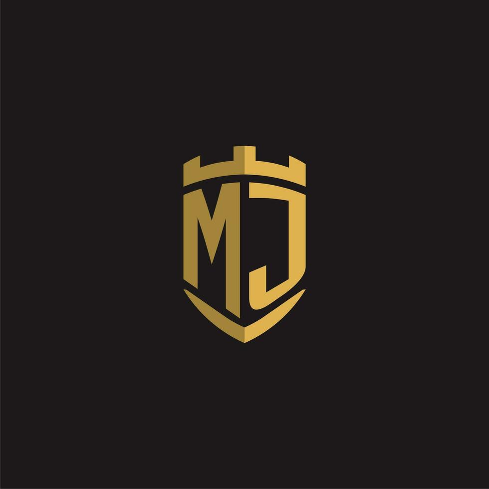 Initialen mj Logo Monogramm mit Schild Stil Design vektor