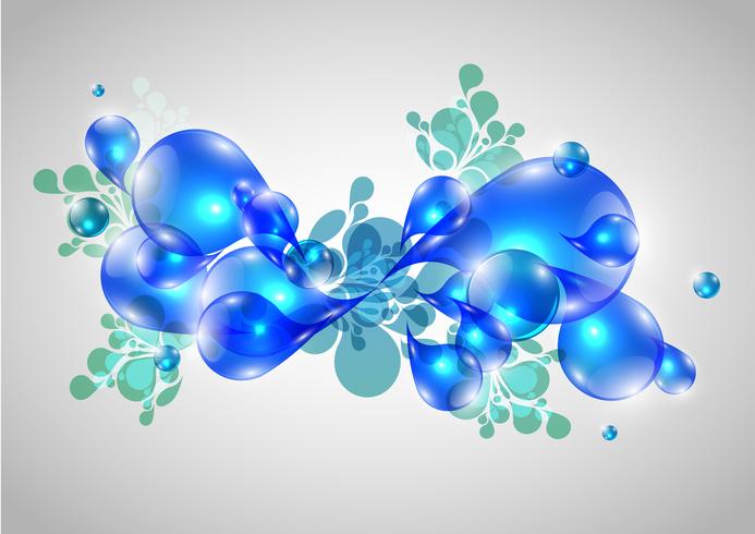 Färgglada abstrakta droppar i blått, vektor