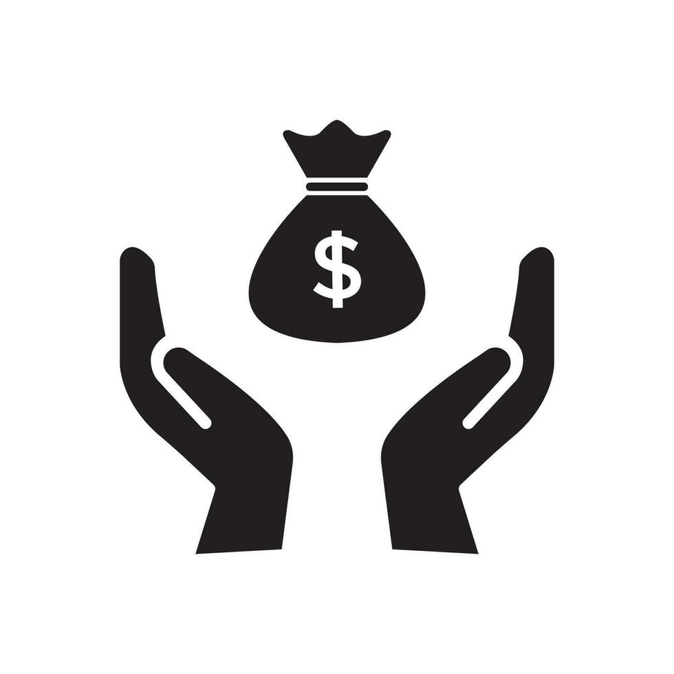 pengar i hand ikon, pengar i hand tecken och symbol vektor