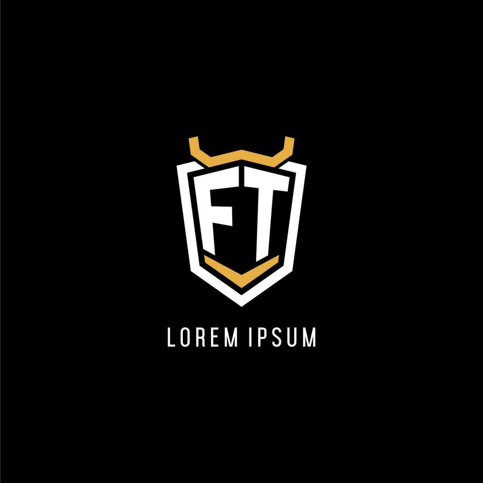 första med geometrisk skydda esport logotyp monogram design stil vektor