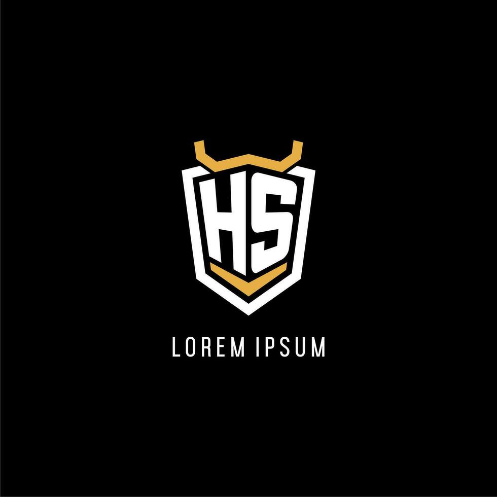 första hs geometrisk skydda esport logotyp monogram design stil vektor