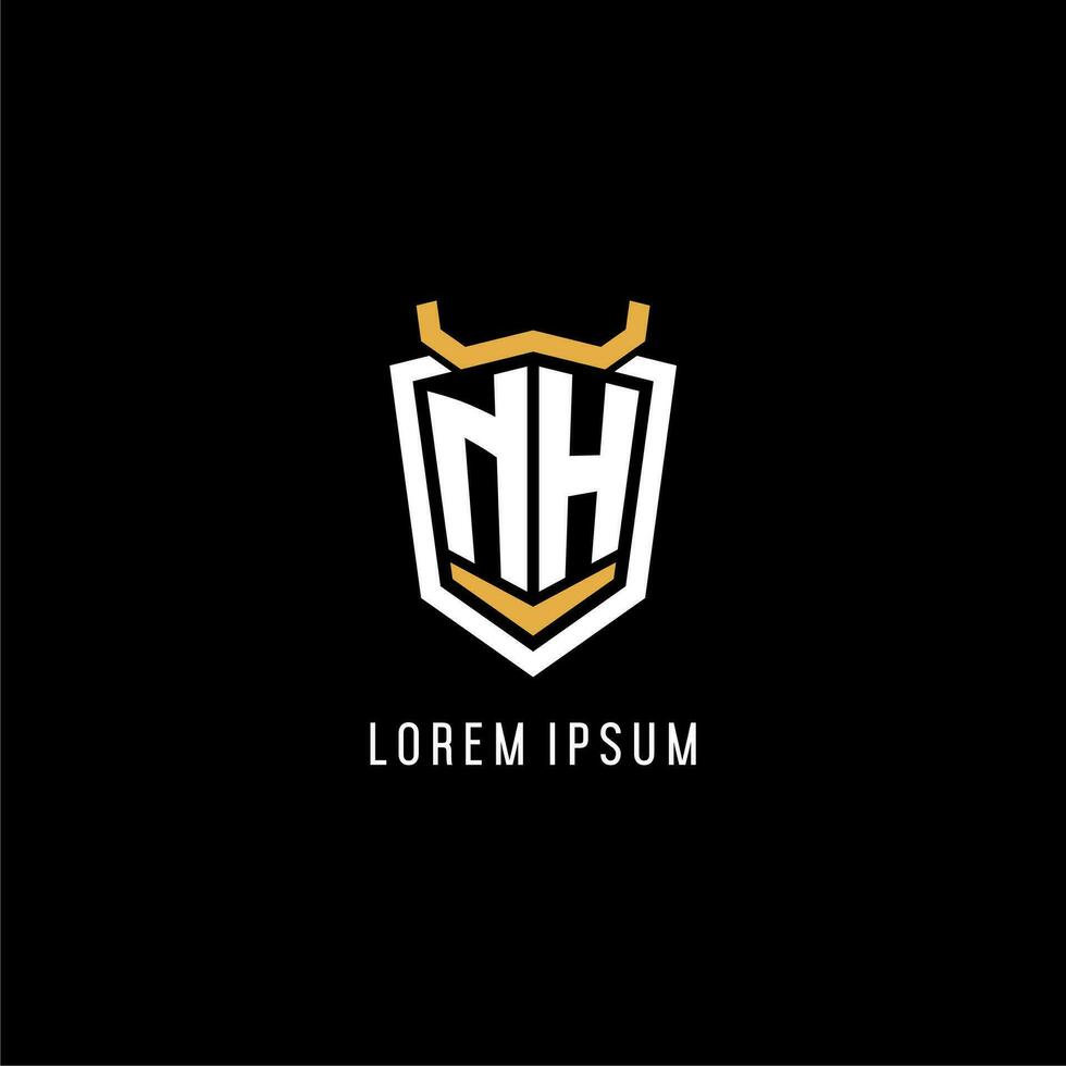 första nh geometrisk skydda esport logotyp monogram design stil vektor