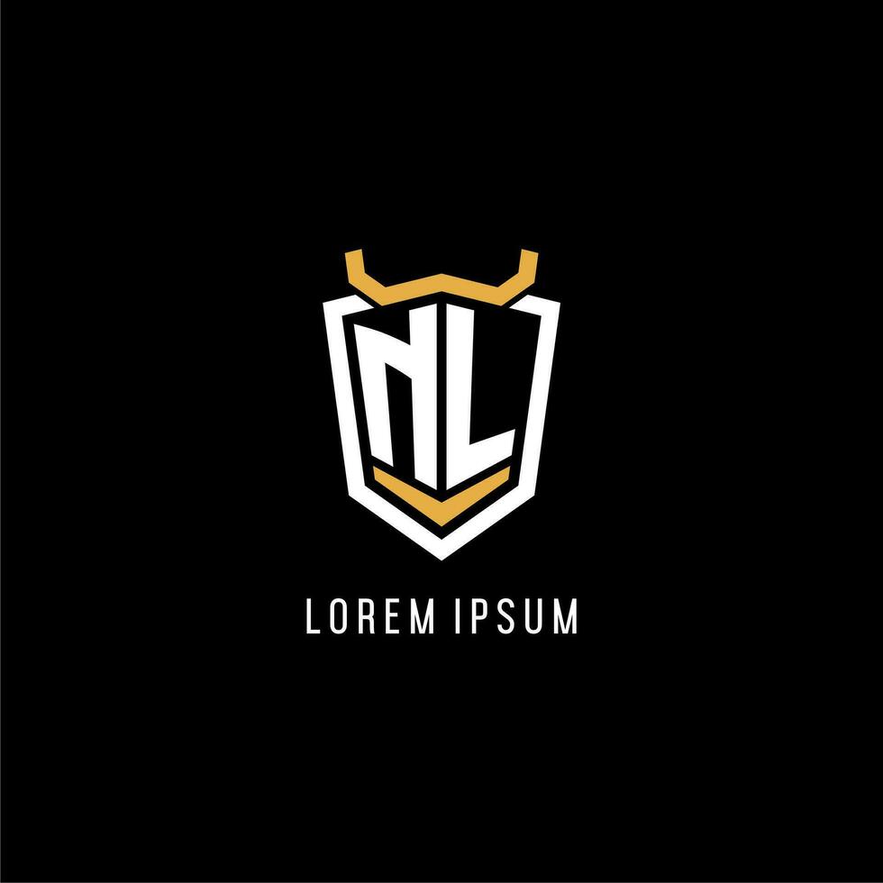 första nl geometrisk skydda esport logotyp monogram design stil vektor