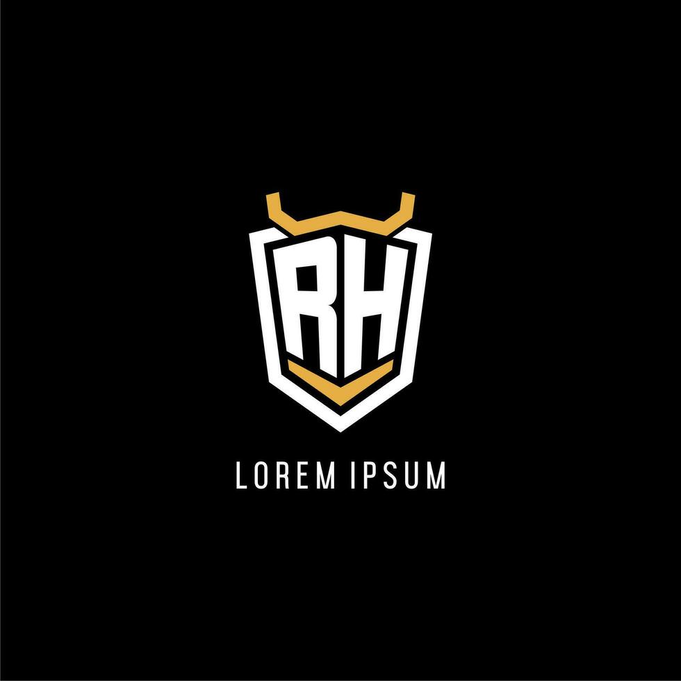 första rh geometrisk skydda esport logotyp monogram design stil vektor