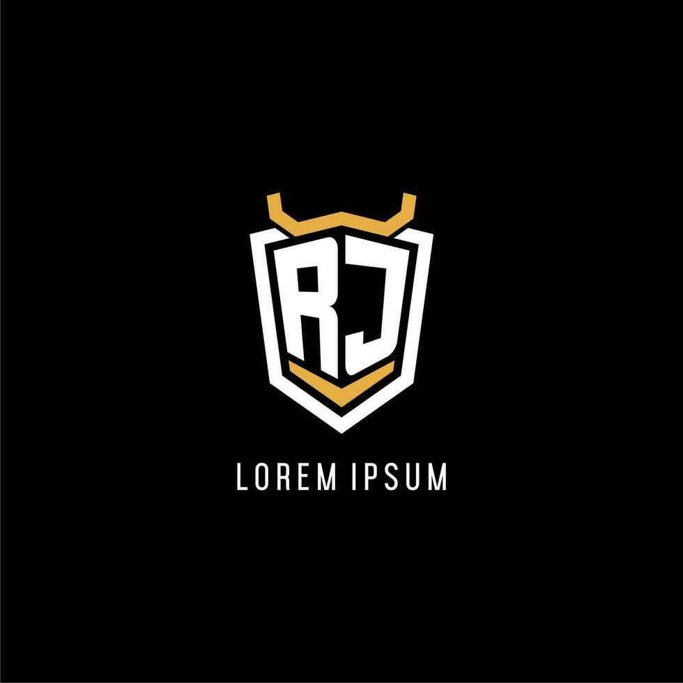 första rj geometrisk skydda esport logotyp monogram design stil vektor