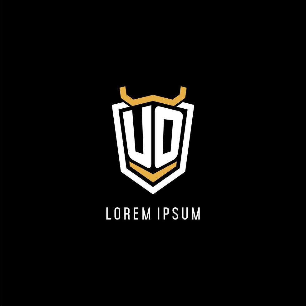 första uo geometrisk skydda esport logotyp monogram design stil vektor