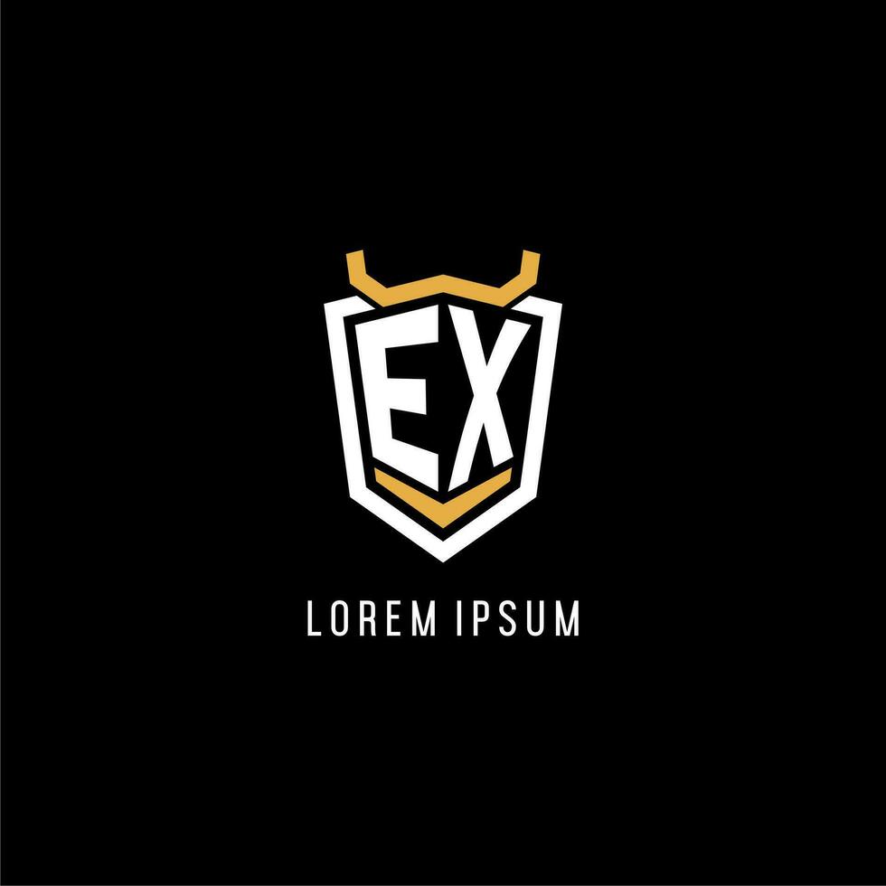 första ex geometrisk skydda esport logotyp monogram design stil vektor