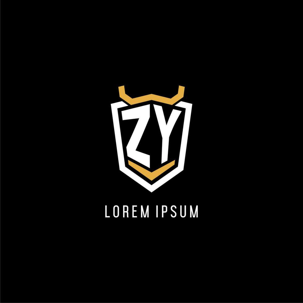 första zy geometrisk skydda esport logotyp monogram design stil vektor