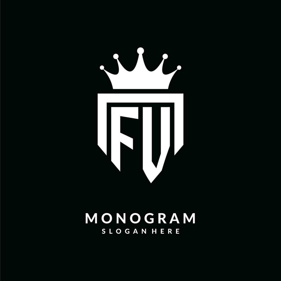 Brief fv Logo Monogramm Emblem Stil mit Krone gestalten Design Vorlage vektor