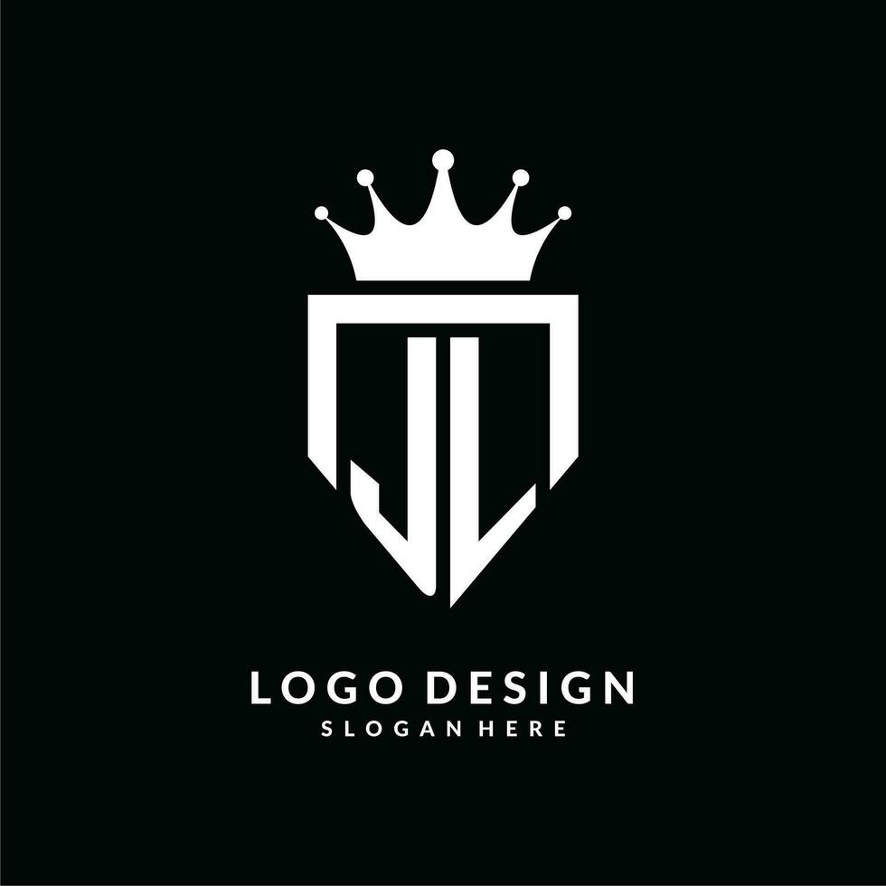 Brief J L Logo Monogramm Emblem Stil mit Krone gestalten Design Vorlage vektor