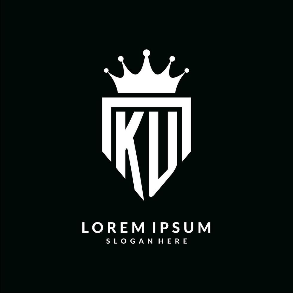 Brief ku Logo Monogramm Emblem Stil mit Krone gestalten Design Vorlage vektor