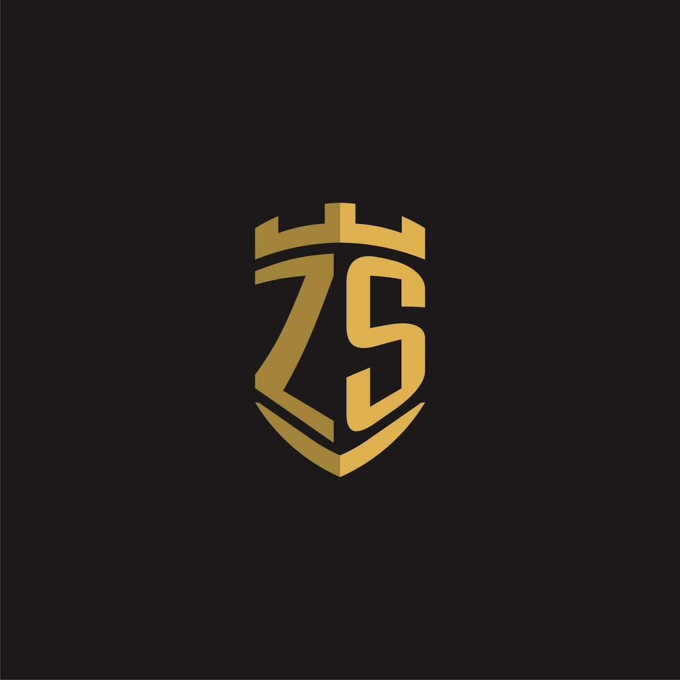 initialer zs logotyp monogram med skydda stil design vektor