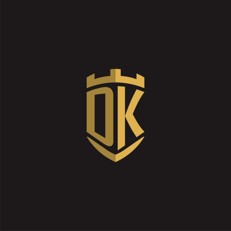 initialer dk logotyp monogram med skydda stil design vektor